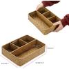 BTSKY Desk Drawer Organizer Tray, Coffee Station Organizer Tea Bag Organizer, Woven Seagrass Storage Basket with 4 Divided Sections Handwoven Wicker