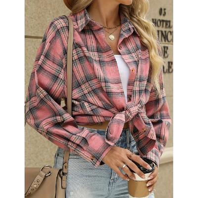 Plaid Shirt Women Autumn Long Sleeve Top Female Vintage Fashion Single Breasted Blouse Ladies Preppy Style Loose Check Shirts