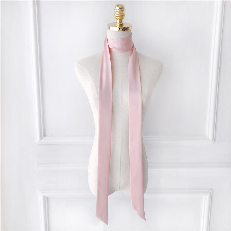 5x200cm Solid Color Silk Scarf for Women Versatile Narrow and Long Neckerchief Silk Satin Headband Fashionable Decoration Ribbon