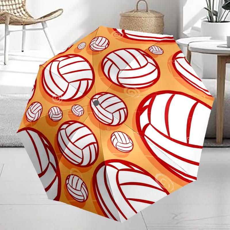 volleyball Theme Automatic Umbrella, Lightweight & Portable, 8 Rib, Perfect for Outdoor Travel, Birthdays, Christmas, Gifts.