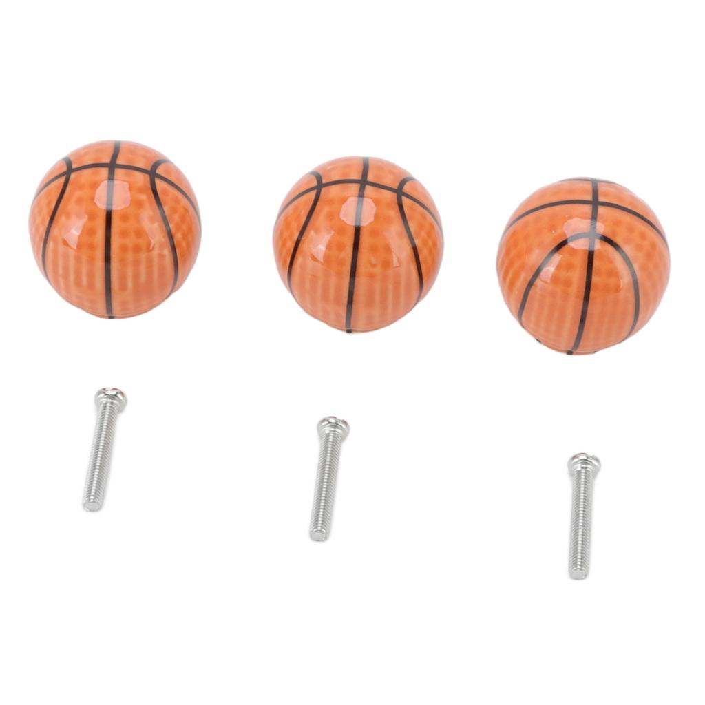 3 Set Basketball Cabinet Kitchen Home Knobs Ball Type Single Hole Drawer Ceramic Handle