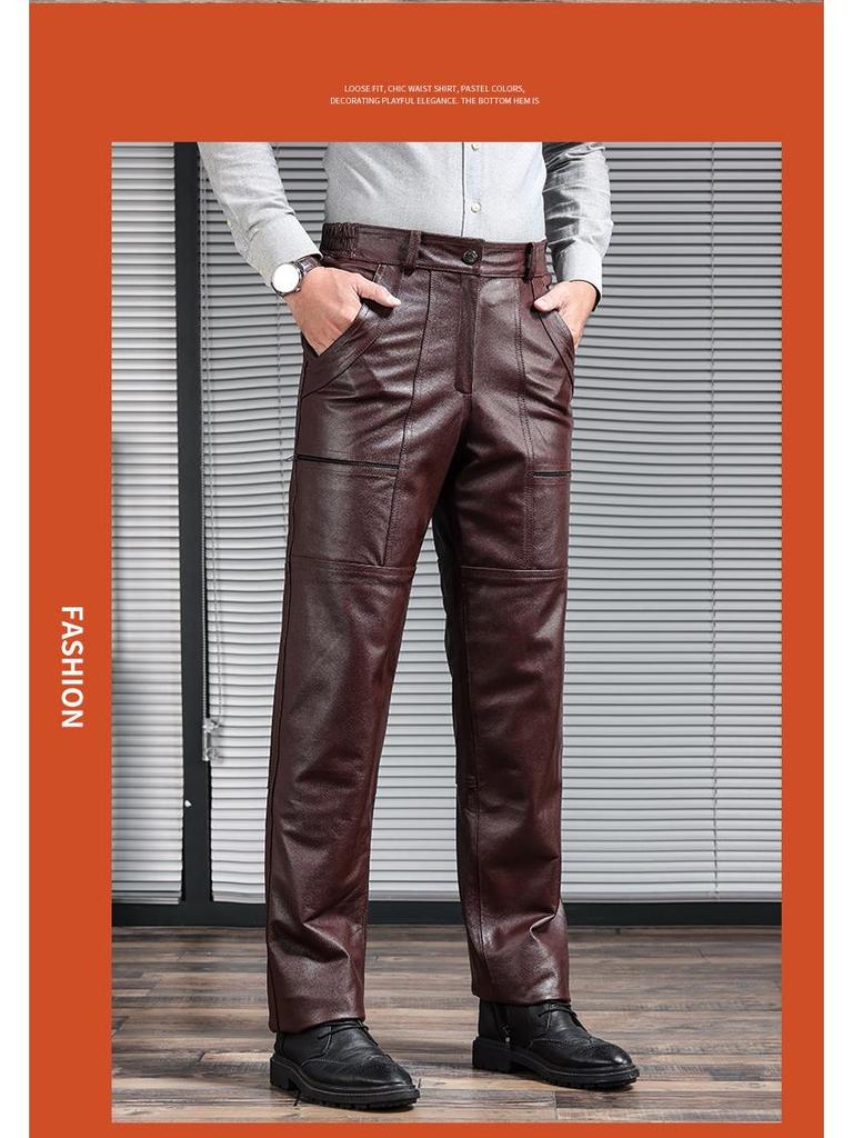 Herren-Motorradhose aus echtem Leder mit abnehmbarem Samtfutter