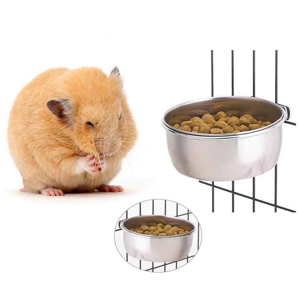 6 Pieces Stainless Steel Bird Feeding Dish Cups Parrot Feeder Parakeet Food Water Bowls With Clamp Holder & Bird Spoon