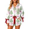 Women's Christmas Pajama Set with Button-Down Shirt and Shorts for Holiday Sleepwear