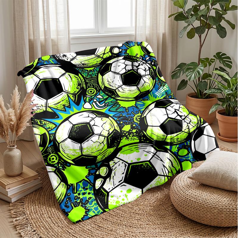 Soccer Ball Exploding In Flames Theme Blanket Lightweight Warm Flannel Blanket Decorative Throw Blanket for Home Decoration