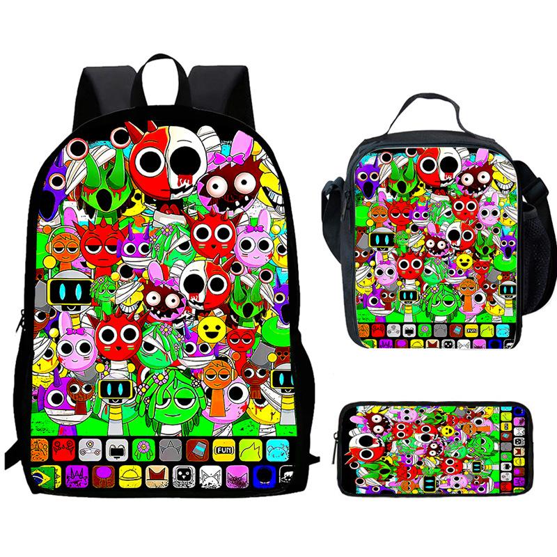 Sprunki Rhythm Box, Game Anime Backpack, Student Schoolbag, Computer Bag