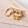Gold Color Sunflower Thin Stainless Steel Women'S Rings Promise Finger Female Rings Wedding Party Jewelry Gifts 2024 New Trend