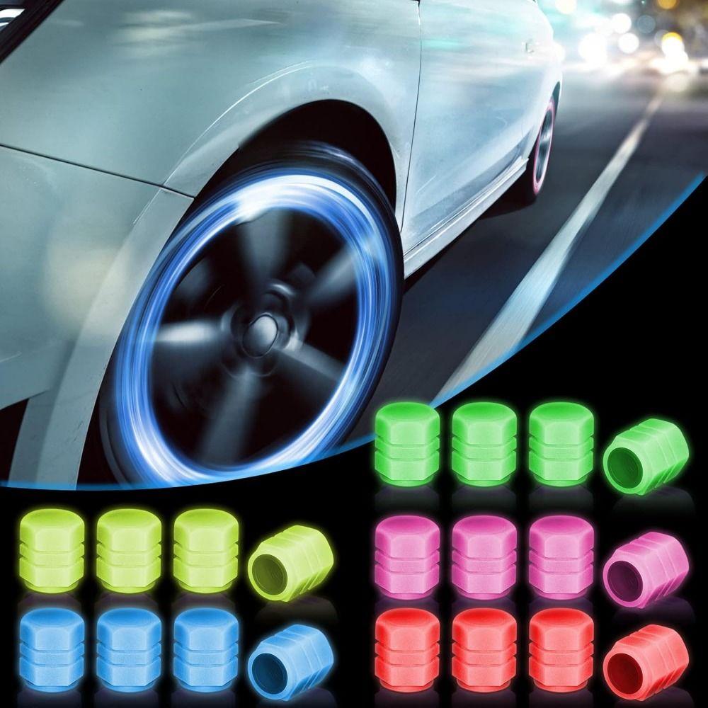 8Pcs Self-luminous Luminous Fluorescent Valve Caps Super Bright Tyre Valve Stem Cover  Vehicle