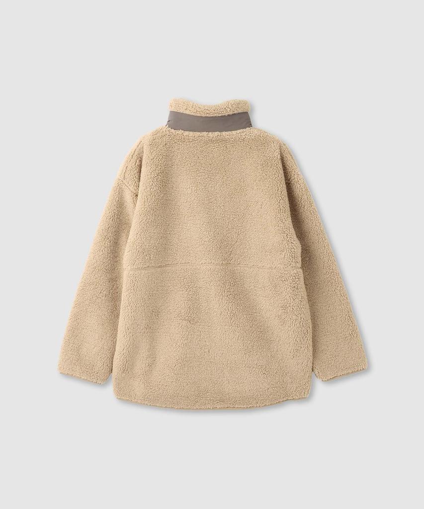 LOGOS PARK Women's Shaggy Boa Fleece Jacket, Stand Collar, Beige (Size L), E-Commerce Exclusive