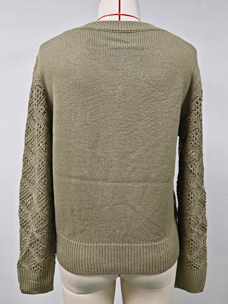 Spring/Autumn Women's Long Sleeve Hollow Knitted Pullover Sweater