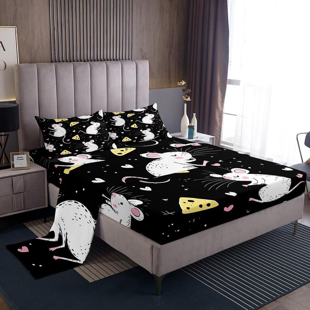 Cartoon Marine Animal Pattern Bed Hat Four-Piece Bedding Set Bedroom Dormitory Bedding Decoration