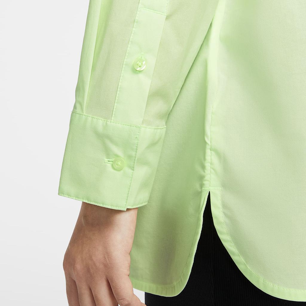 Nike Sportswear Chill Poplin Fashion Simple Beautiful Trendy Long Sleeve Shirt Women Shirts Light-Yellow-Green HJ0716-701