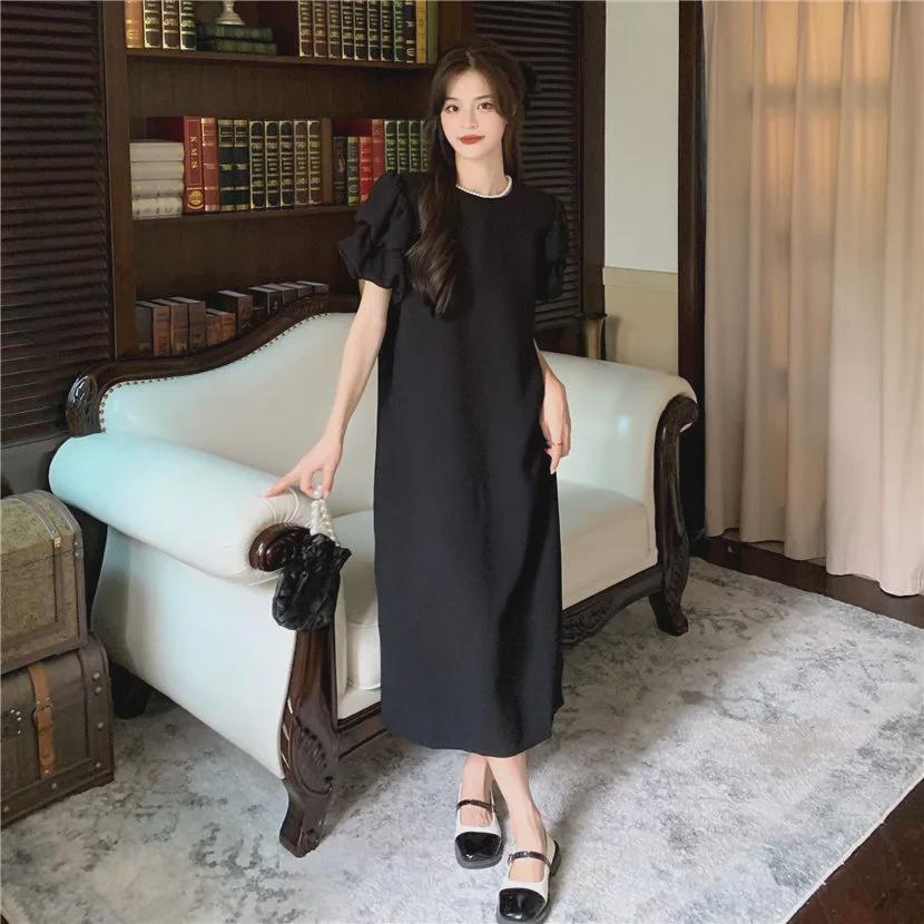Summer 2025 Loose Plus Size Puff Sleeve Slimming Maxi Dress