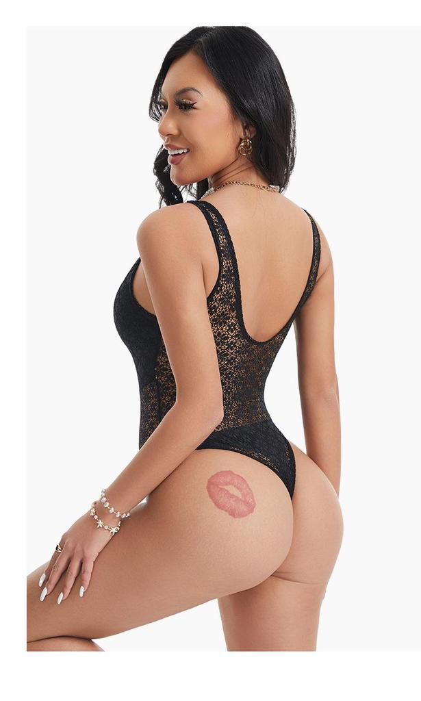 Women's Sexy Lace Sheer Bodysuit: Waist Slimming, Butt Lifting, and Body Shaping.