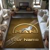 MAN Truck Crystal Velvet Rug, Custom Name Text Personalized Non‑Slip Floor Mat for Home Decor Gift