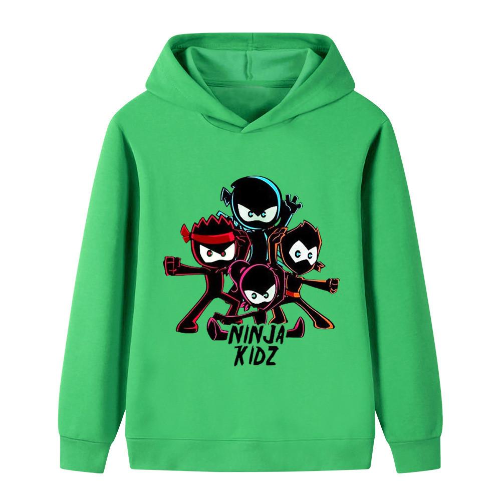 B1172 Bambini Ragazzi Ragazze NINJA KIDZ Anime Stampato Casual Outdoor Felpa con Cappuccio a Maniche Lunghe