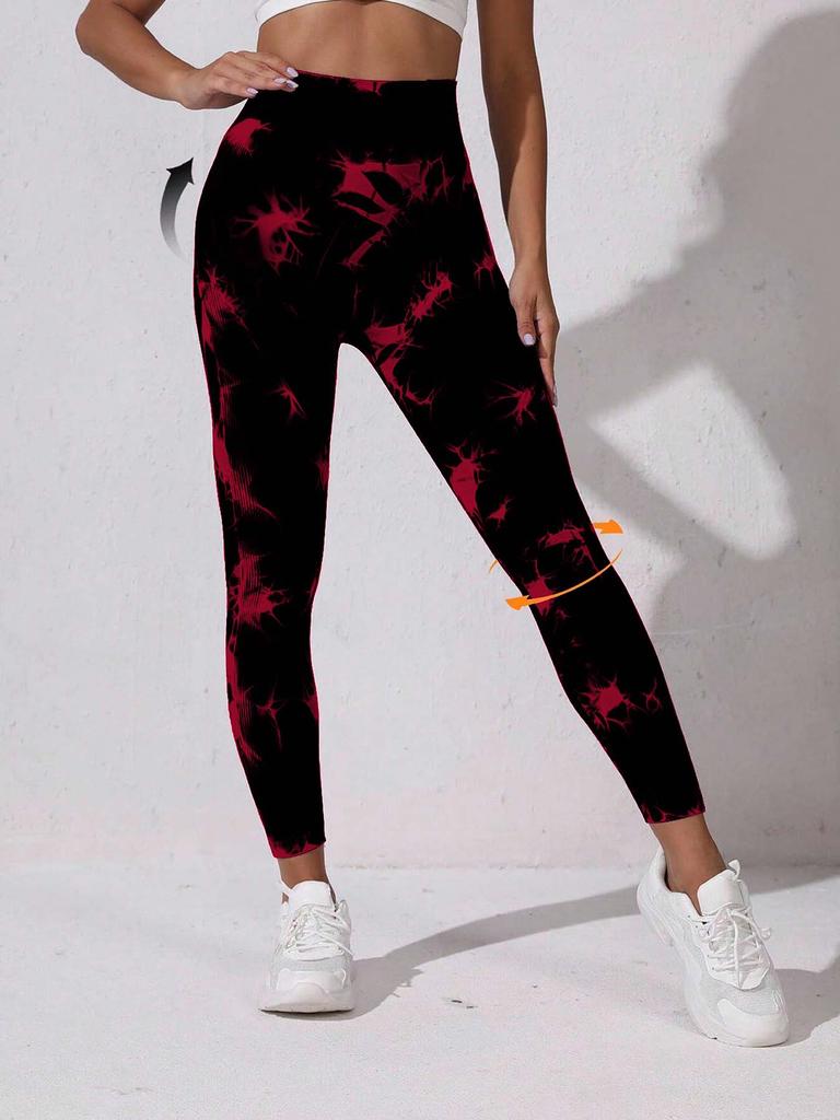 Women's High Waisted Tie Dye Yoga Pants - High Elasticity Tight Fitting Hip Lifting Design, Fitness and Sports Tight Pants.