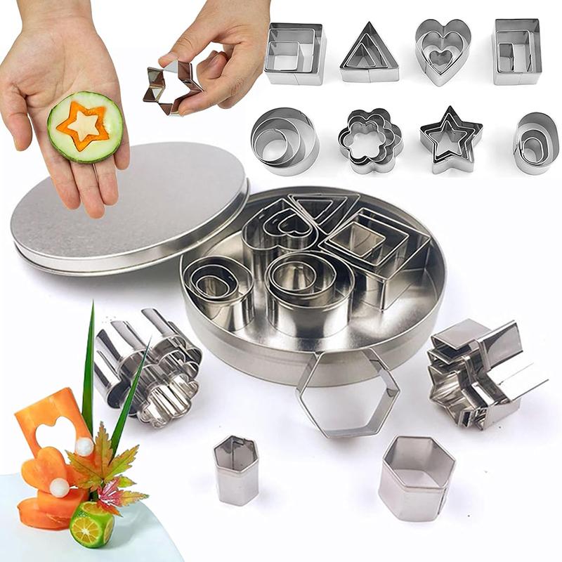 24Pcs Stainless Steel Biscuit Mold Mini Cookie Cutter Set Dough Biscuit Cutter Baking Tool Pie Fondant Cake Cookie Baking Mold
