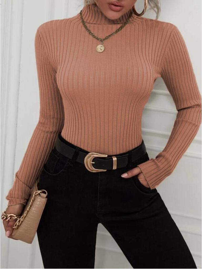 2024 Women's High Neck Knitted Pullover Sweater – European & American Style