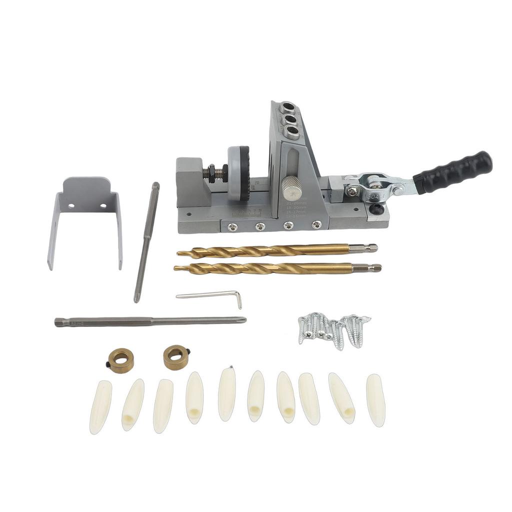 9.5MM Pocket Hole Jig Kit DIY Woodworking Carpentry Locator 15 Degree Drilling Angle High Accuracy