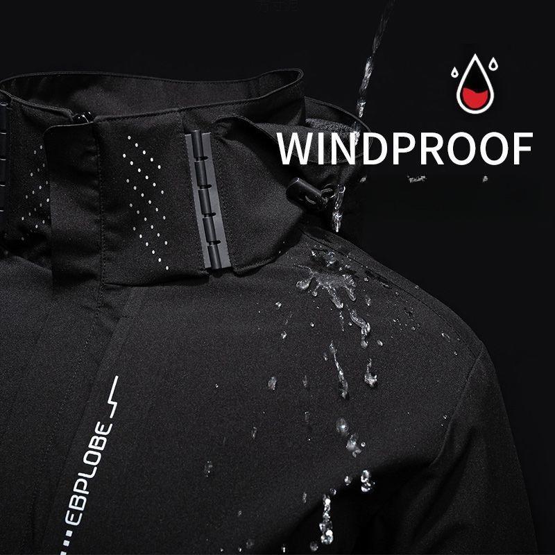 Fleece American jacket men's autumn and winter hooded black outdoor large size windproof trend casual