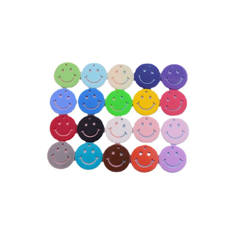 24mm Colorful Acrylic Double-Sided Smiley Face Pendant for DIY Earrings & Keychains
