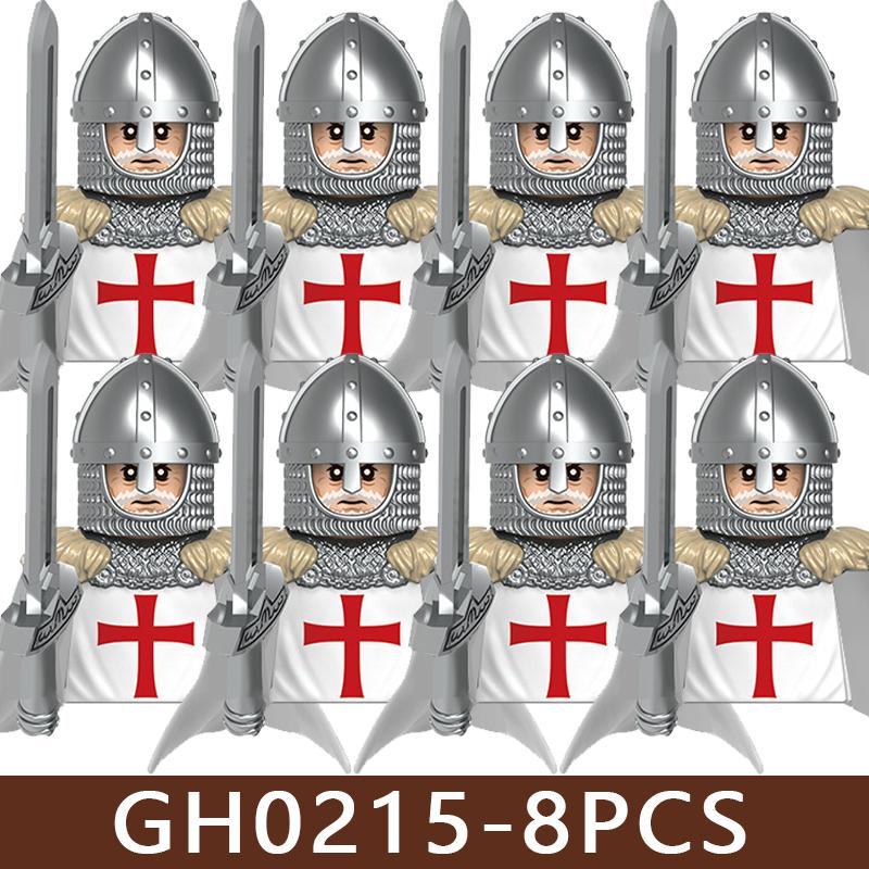Medieval Roman Soldier Figures Building Blocks MIlitary Castle Warrior Hospital Templar Knight Flag Cloak Accessories Bricks Toy