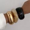 Ingemark 3 Styles Hip Hop Irregular Resin Stack Wide Bangles Women 2025 New Vintage Chunky Smooth Metal Bracelets Jewelry Gift