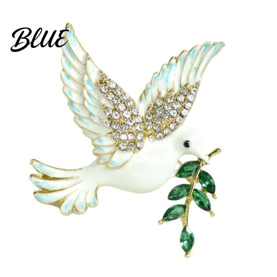 Olive Branch Brooch Pin Symbolic Peace Pigeon Design Zinc Alloy