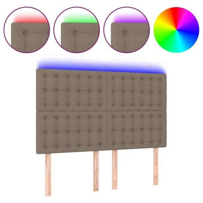 VidaXL Tête de Lit à LED Meuble de Chambre à Coucher Accessoire de Lit Double Tête de Cadre de Lit Intérieur Taupe 3122860