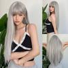 Black Synthetic Wig with Long Straight Hair - Halloween Cosplay Costume, Role-playing Party, High-temperature Hair Cap
