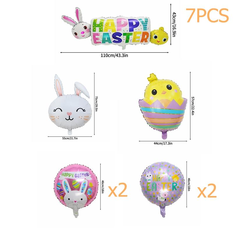 Balloons en film d'aluminium Lapin de Pâques Pendentif suspendu Lapin Œuf de Pâques DIY Fête Festivals Accessoires de décoration du jour de Pâques