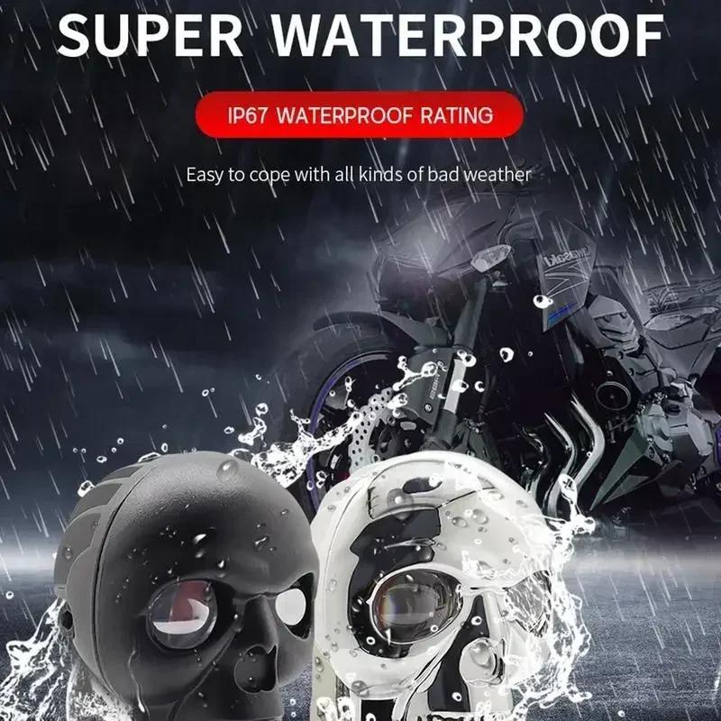 

Motorbike High Low Beam Lamp Aluminum Alloy Skull Headlight Motorcycle Skull Fog Lights for Halloween Skull Decoration Headlamp