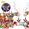 Hair Clip Colorful Light Antler Ears Christmas Hair Clip Headband Trendy Girls Headdress Halloween Headwear Hair Accessories