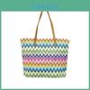 Wavy Woven Handbag With Double Shoulder Straps And Interior Storage For Summer Travel