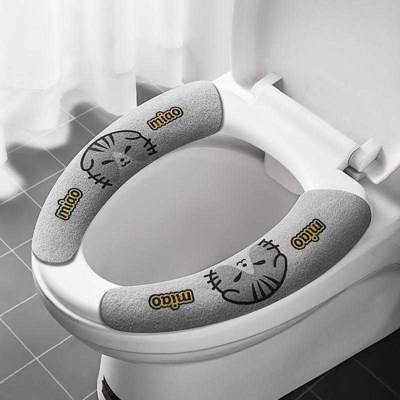 

Cartoon Handle Toilet Seat Cover All- Water-washable Electrostatic Adsorption Toilet Seat Pad Home Adhesive Type Warm-keeping Toilet Seat Cushion. One Size