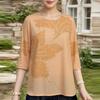 ZANZEA Women Casual Round Neck Loose 3/4 Sleeve Print Blouse
