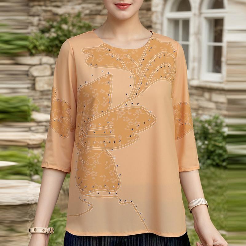 ZANZEA Women Casual Round Neck Loose 3/4 Sleeve Print Blouse