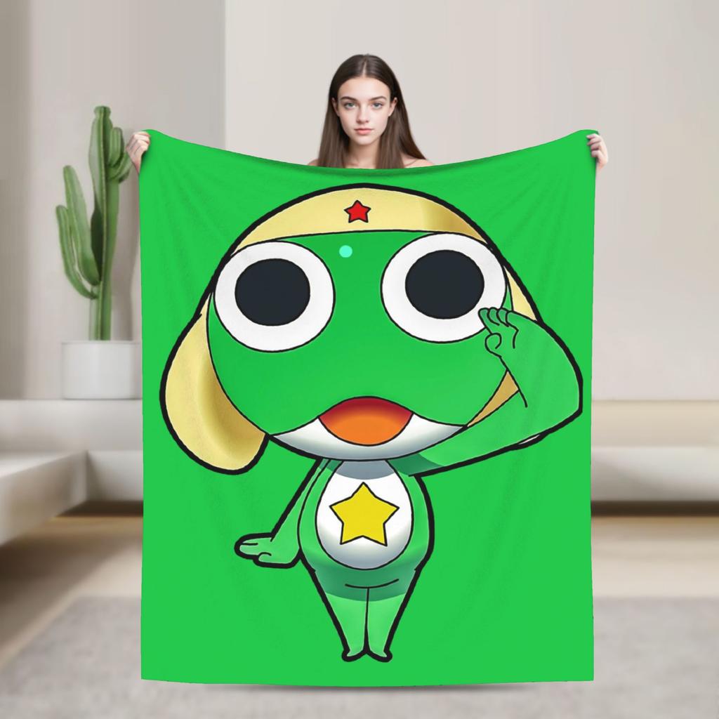 Kero Platoon Frog Keroros Fleece Throw Blanket Blankets for Sofa Car Soft Bedroom Quilt,