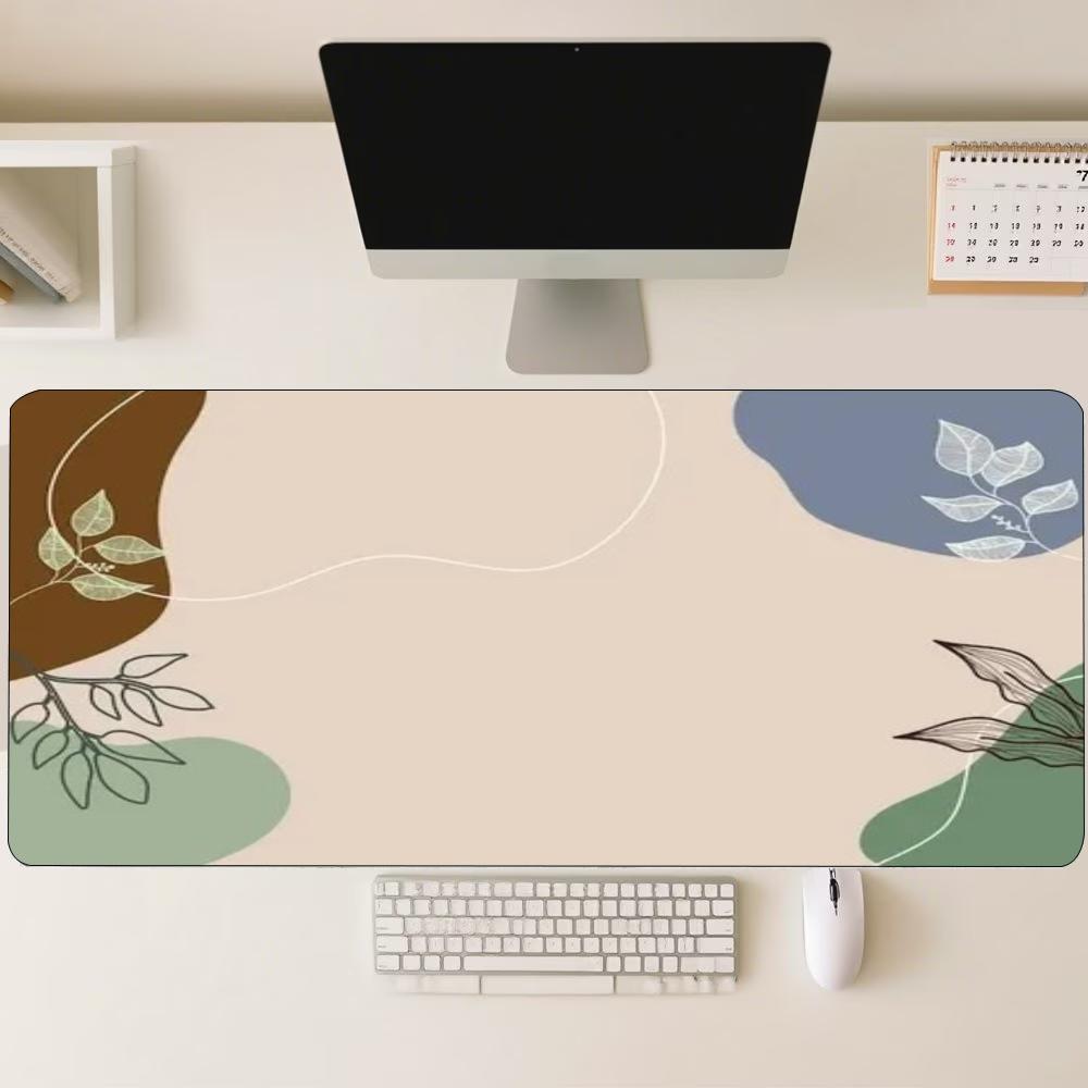 Minimalist Green Leaf Botanical Large Extended Gaming Mouse Pad Non Slip Rubber Base Desk Mat For Pc Laptop Gaming Desktop Setup