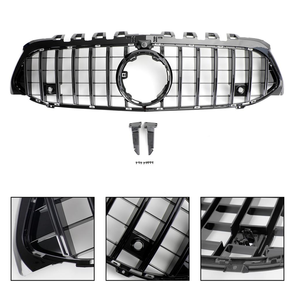 GT Style Front Bumper Grille Grill Fit Mercedes Benz A-Class W177 2019-2023
