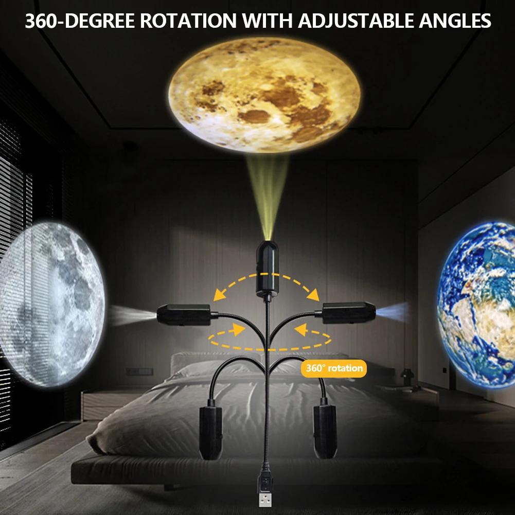 Home Atmosphere LED Star Moon Globe Projector USB Car Night Light Room Wall Decor Creative Gift Galaxy Lighting