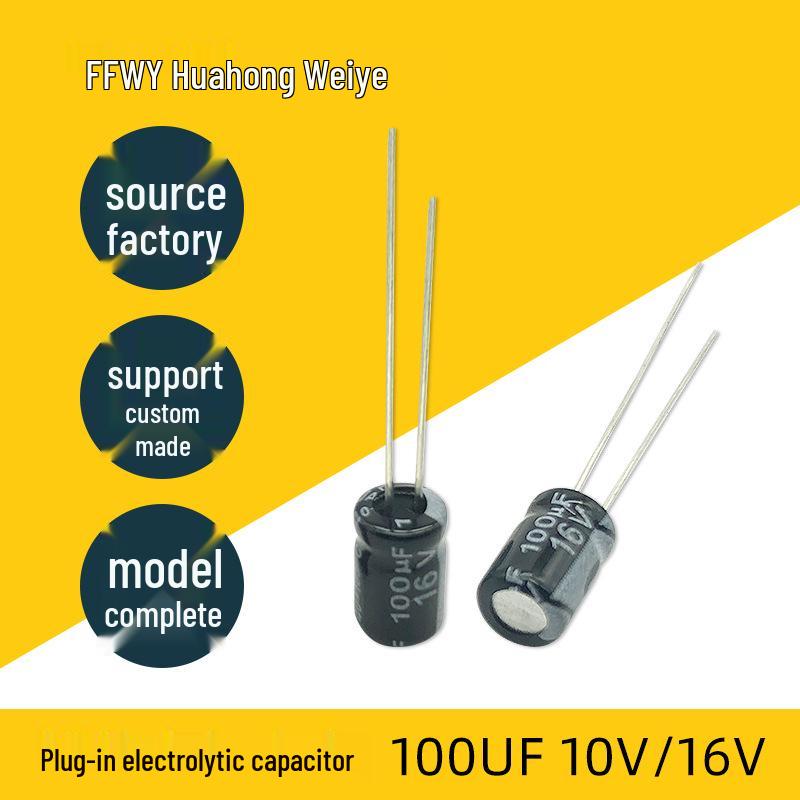 100UF 10V Aluminum Electrolytic Through-hole Capacitor for Digital Power Products, Lead Cuttable, 4x7mm, Tape & Reel