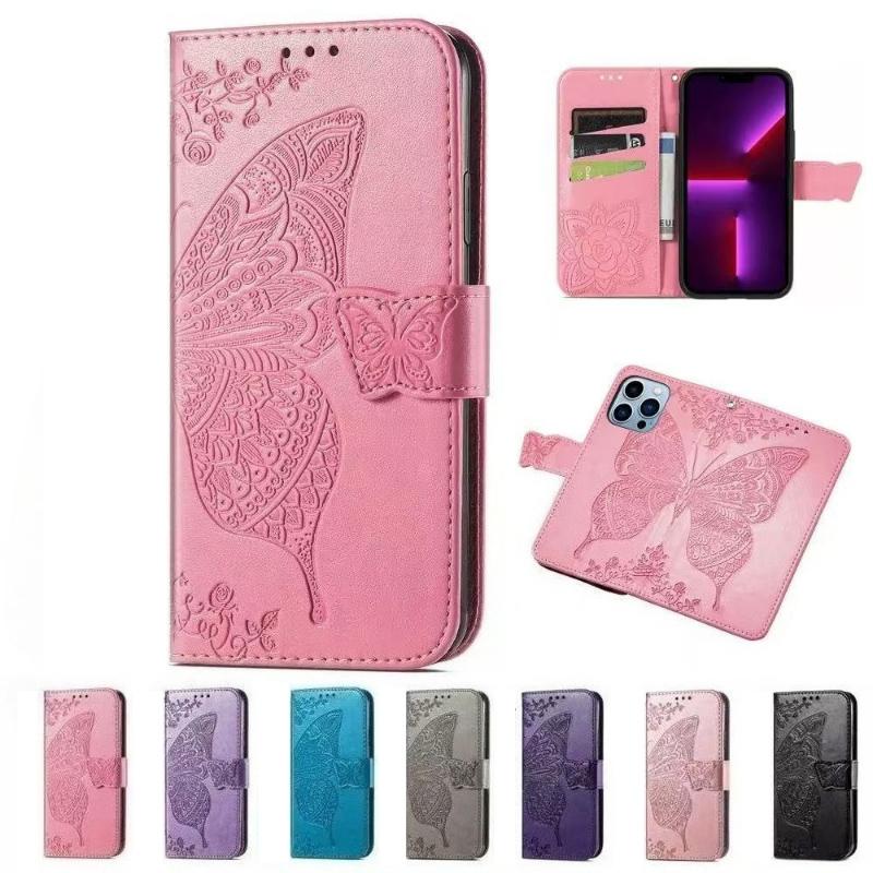 Shockproof Printed Butterfly Leather Flip Wallet Card Holder Case For iPhone 17 Air 16 15 14 13 12 Pro Max Plus 16E Phone Cover
