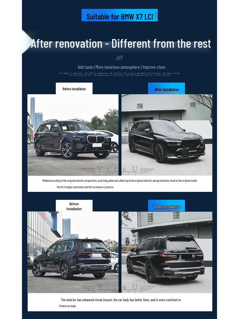 BMW X7 LCI FD Style Body Kit: Front Lip, Side Skirts, Rear Lip, Tail Wing in Carbon Fiber