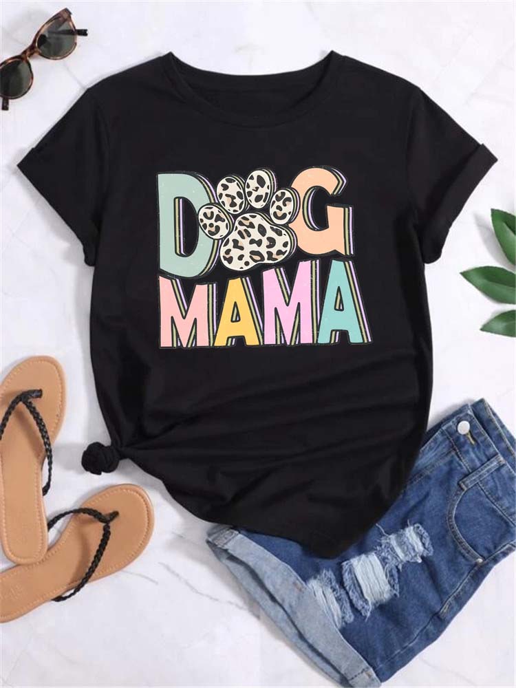 Trend Dog Mama Printed Women T-shirts Fashion Cartoon Graphic Print T-shirts Clothes Female Shirt Short Sleeve Casual Tees