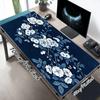 Blue Flowers Xl Gaming Mouse Pad Nonslip Rubber Base Stitched Edge Waterproof Desk Mat For Pc Laptop Gamer Office Computer Accessories C927118