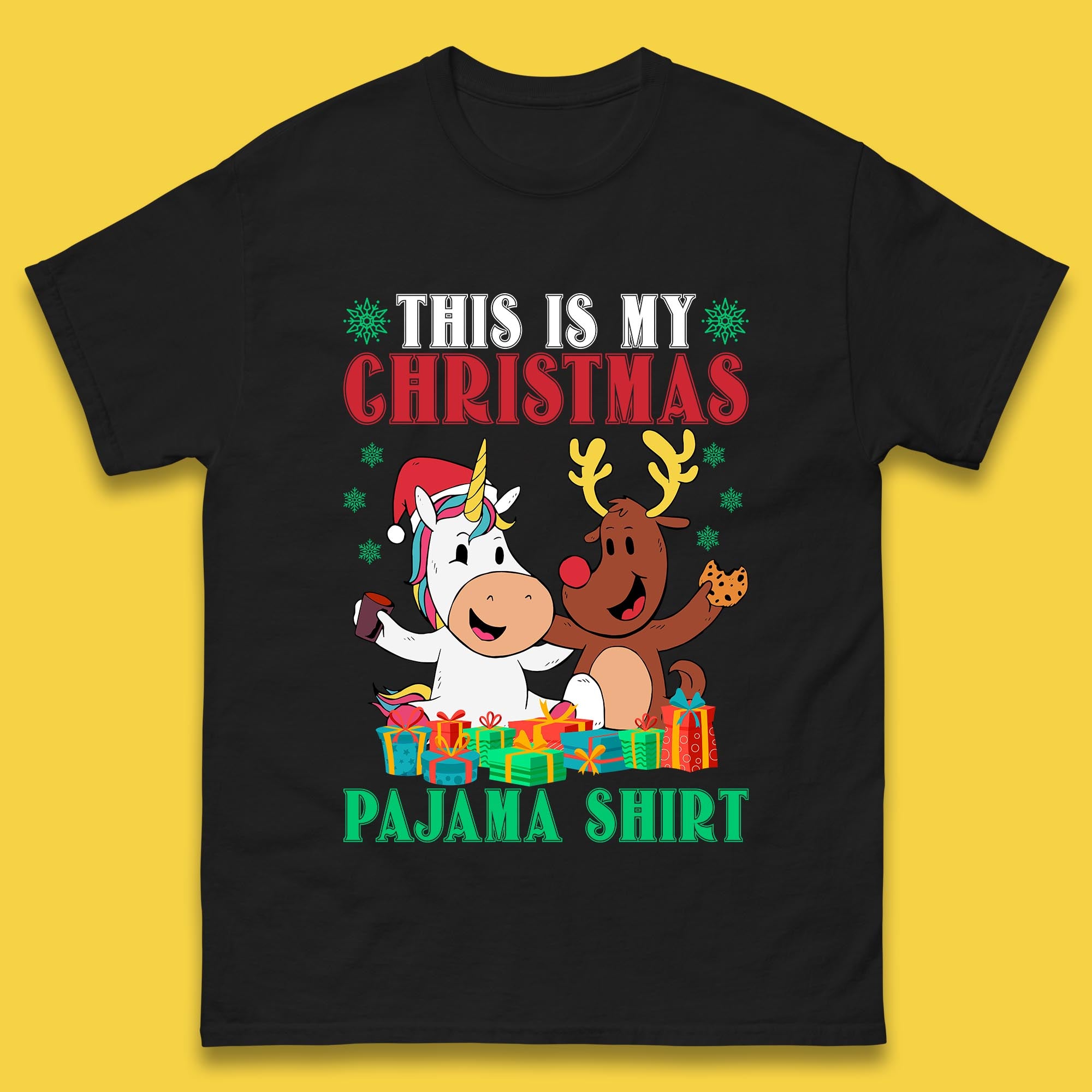 

Christmas Mens T Shirt Womens Tops Tees Christmas Unicorn Reindeer Top S