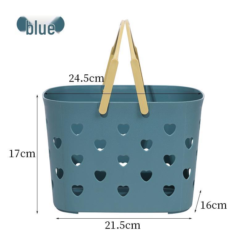Handheld Heart-Shaped Plastic Laundry Basket for Student Dorms