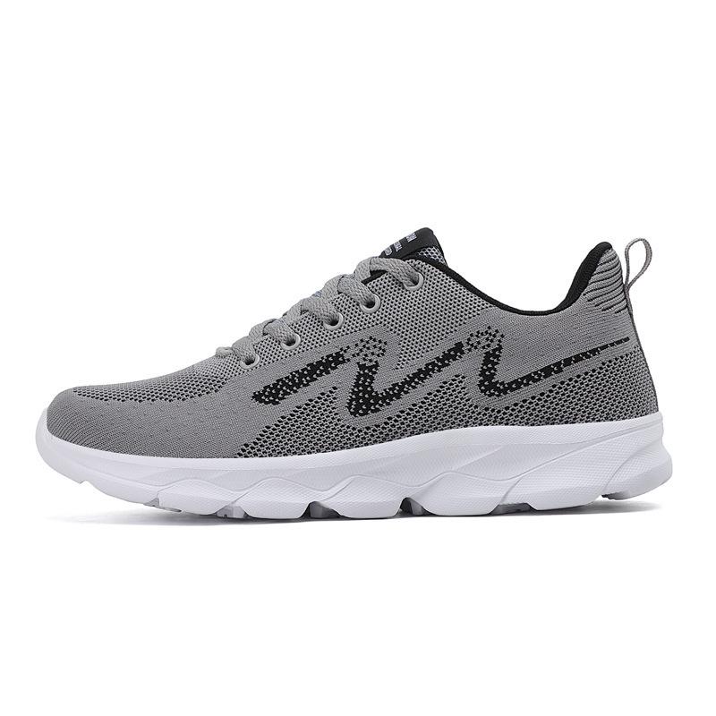 2021 new men's shoes low-top sports fly-woven four-season large-size solid-color sports shoes running breathable and casual